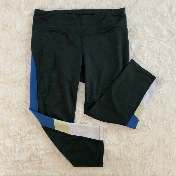 Tangerine Womens Colorblock Stripe Cropped Leggings Medium Activewear Athleisure - Picture 1 of 11